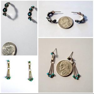 Vintage Native American turquoise and sterling silver earring bundle